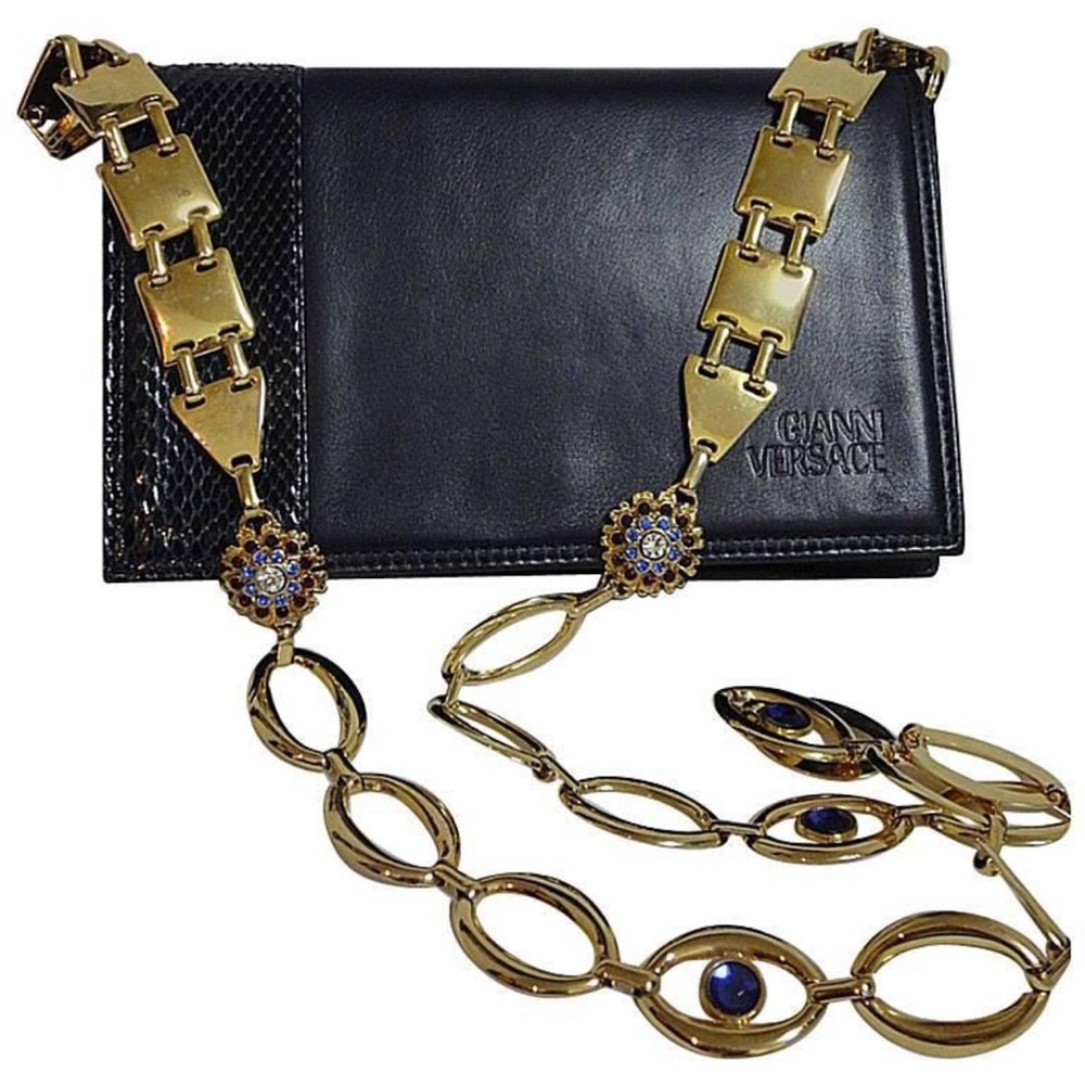 SOLD Rare Vintage classic VERSACE leather/snakeskin Elegant Sophisticated Style